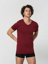 Luxury Modal V Neck Tee - Burgundy