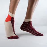 Checkerboard - Beige- Dark Burgundy / Firey Red