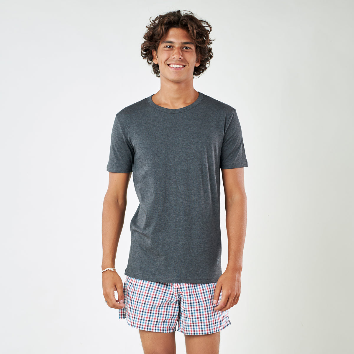 Luxury Modal Crew Neck Tee - Charcoal Heather