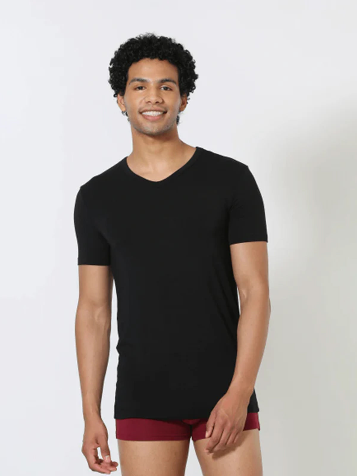 Luxury Modal V Neck Tee - Black