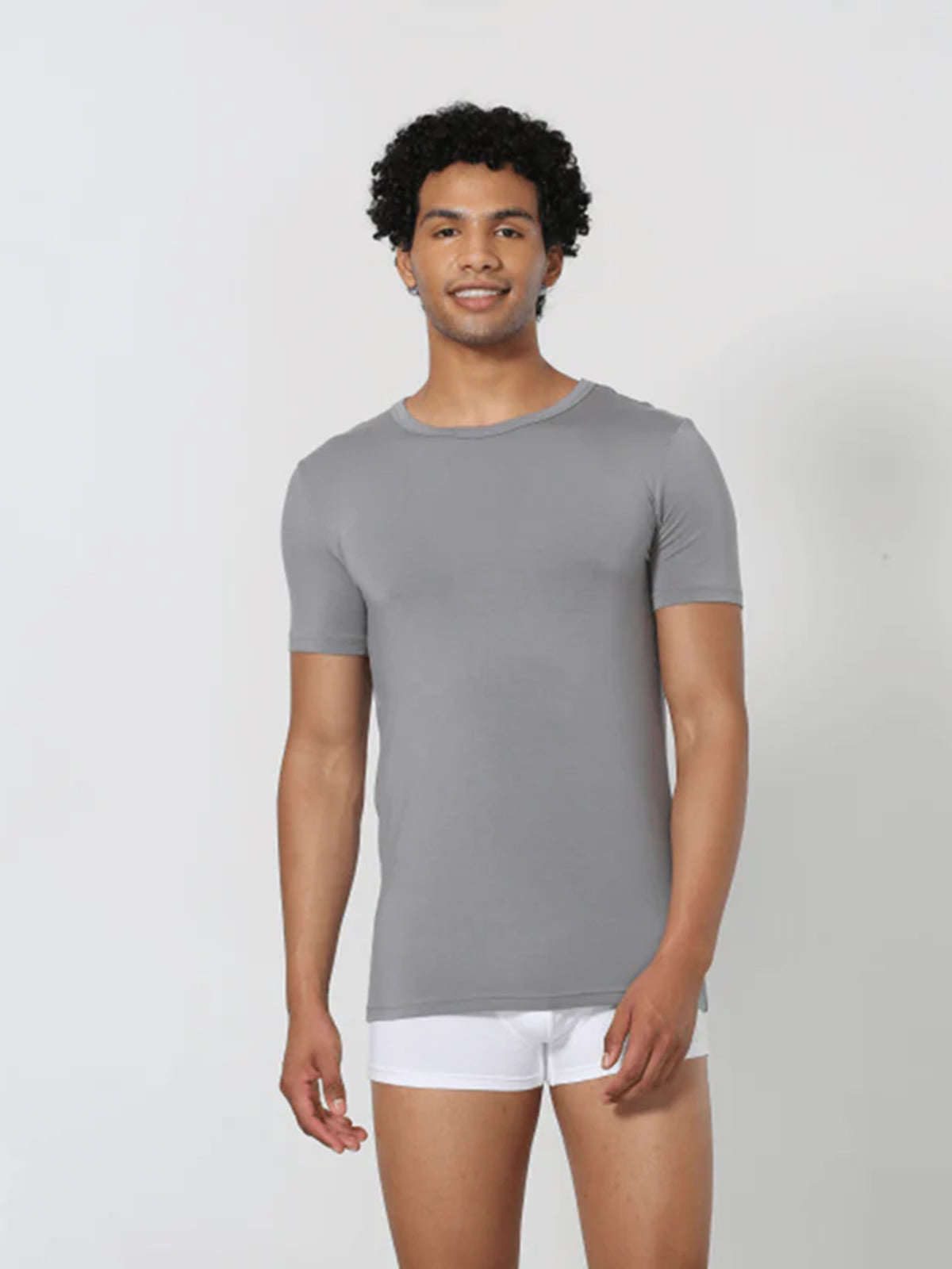 Luxury Modal Crew Neck Undershirt - Soft Grey