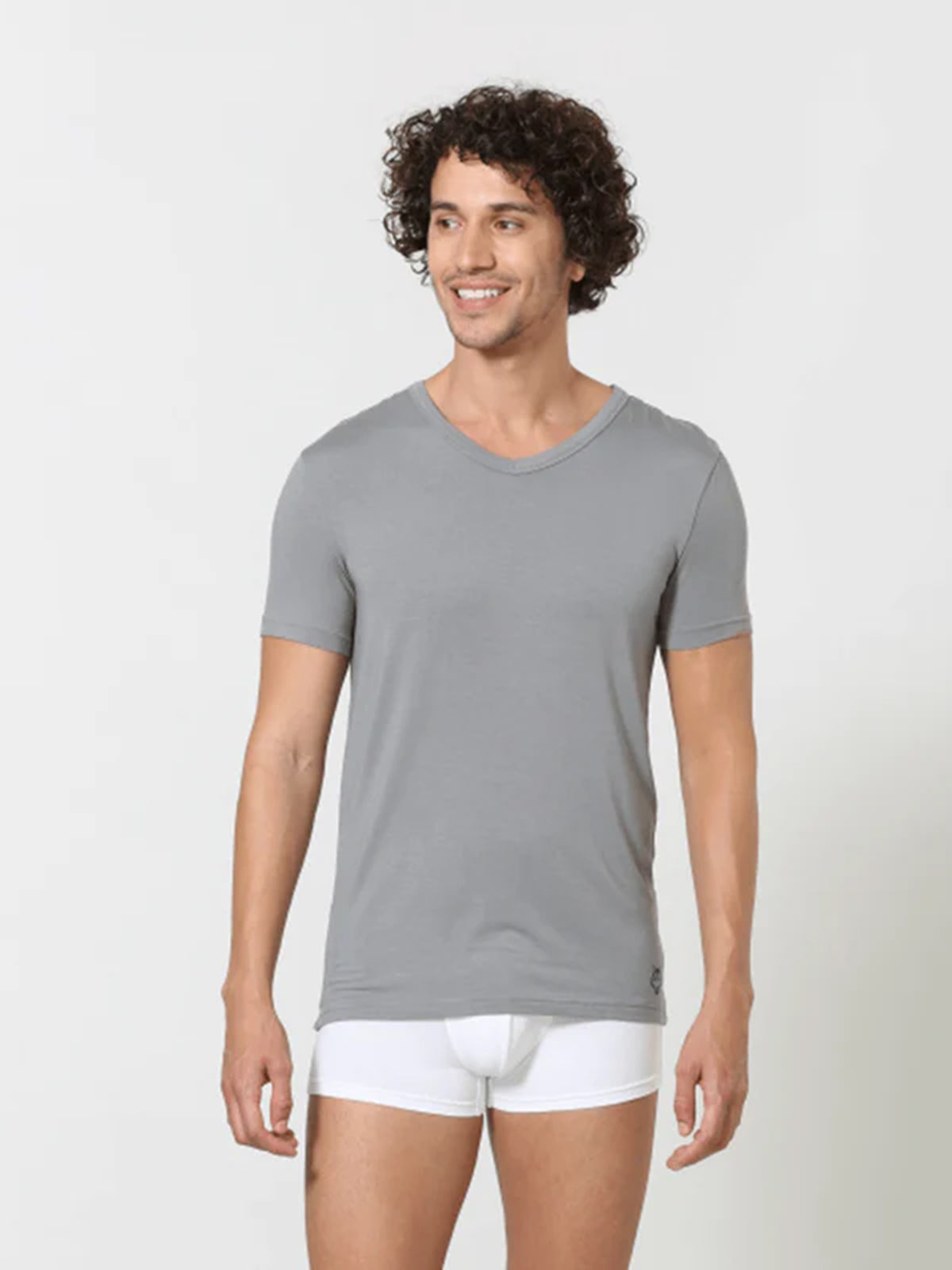 Luxury Modal V-Neck Undershirt - Soft Grey