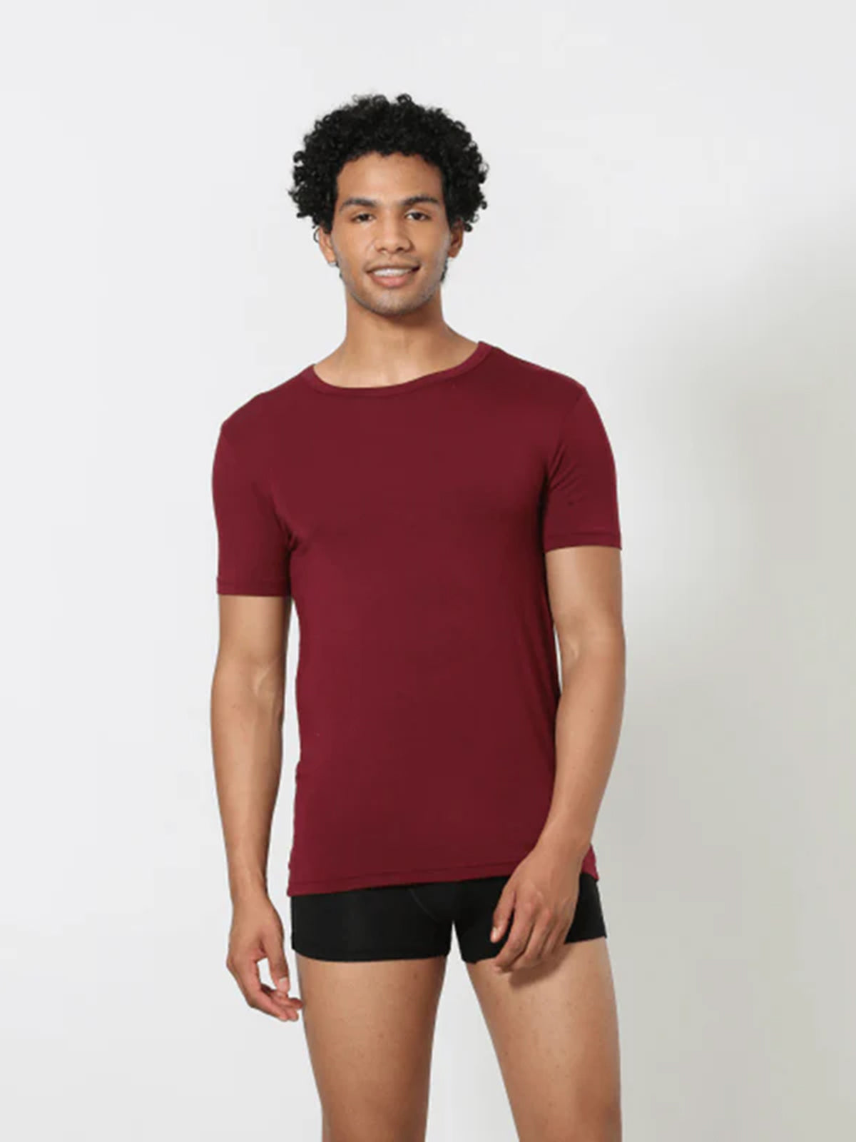 Luxury Modal Crew Neck Tee - Burgundy