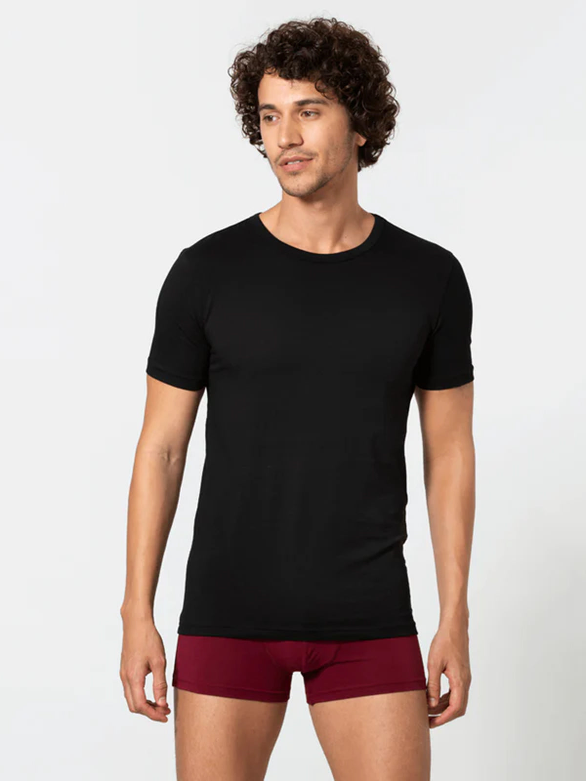 Signature Cotton Crew Neck Undershirt - Black