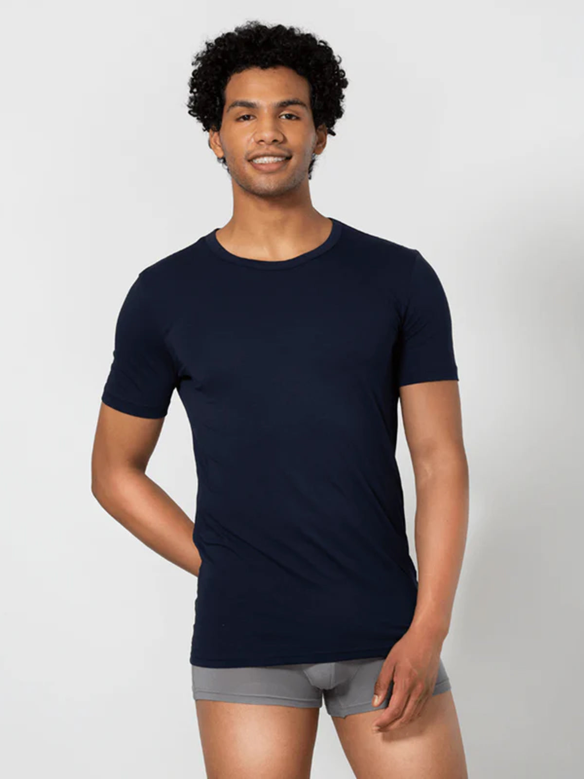 Signature Cotton Crew Neck Undershirt - Navy