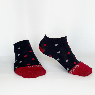 Christmas Dots Ankle Socks - Navy Blue / Red