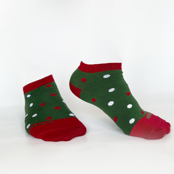 Christmas Dots Ankle Socks - Green / Red