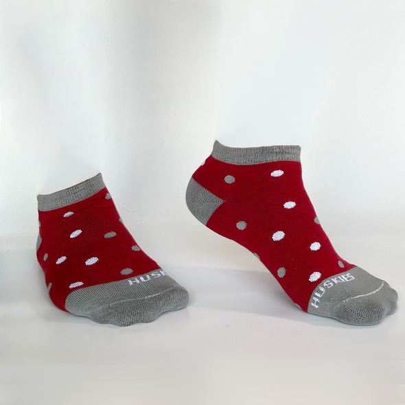 Christmas Dots Ankle Socks - Red / Grey
