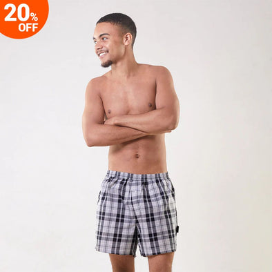 Cotton Boxer- Black - White checks