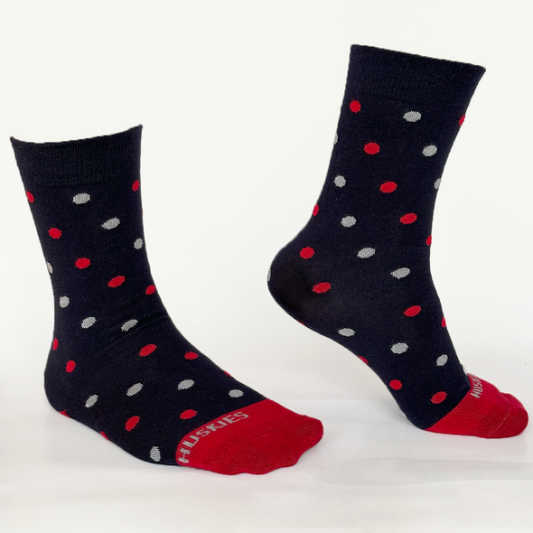 Christmas Dots Full Socks - Navy Blue / Red