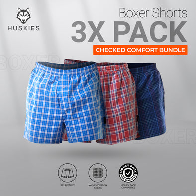 3X Cotton Boxer- Checked Comfort Bundle