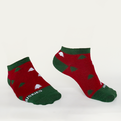 Christmas Tree Ankle Socks - Red / Green