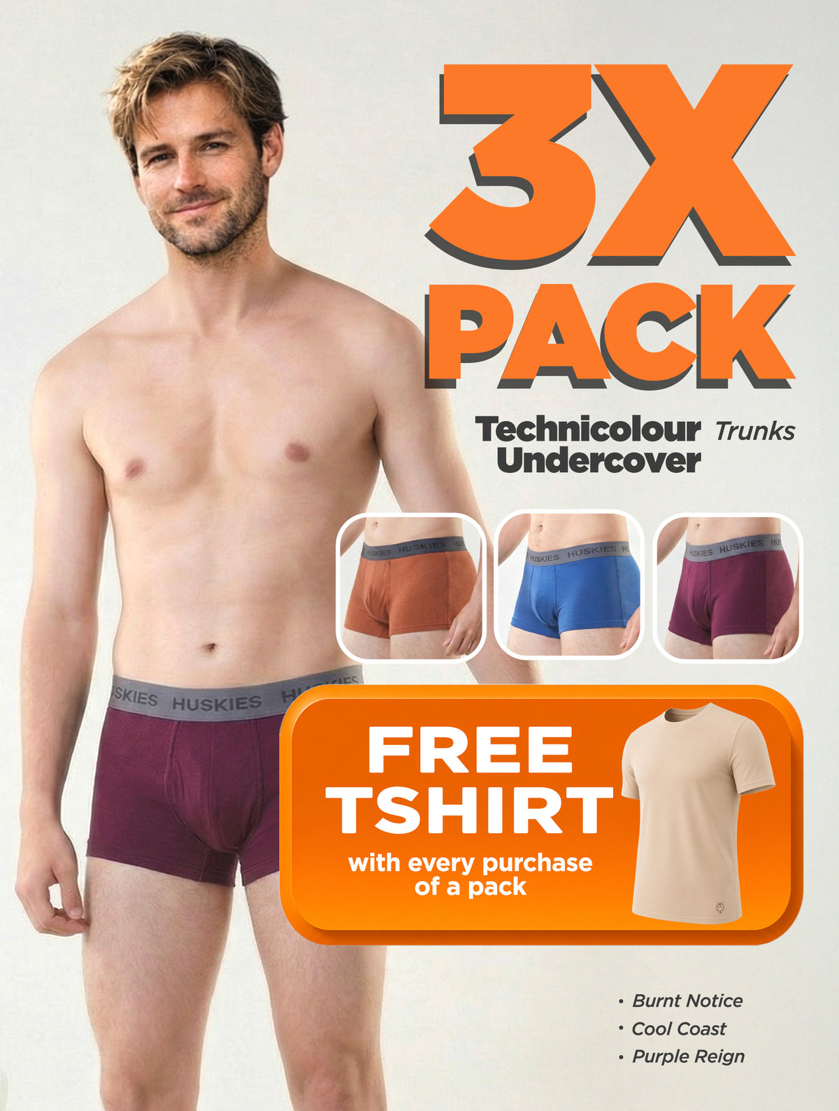 3X Pack -  Technicolour Undercover