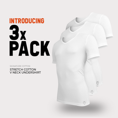 3X Stretch Cotton Undershirt - V Neck