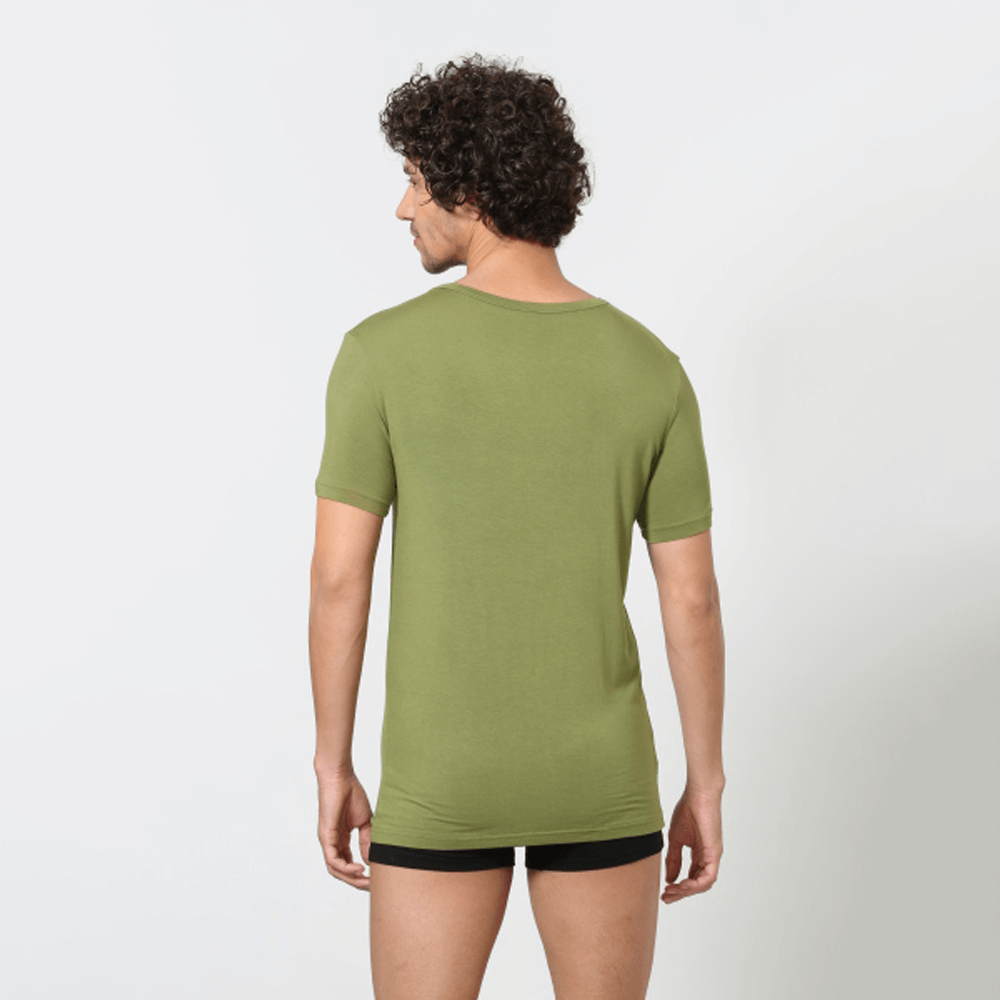 Premium Cotton Crew Neck Tee - Olive Green – Huskies